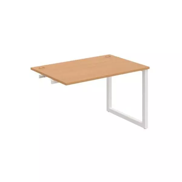 Pracovný stôl UNI O, k pozdĺ. reťazeniu, 140x75,5x80 cm, buk/biela