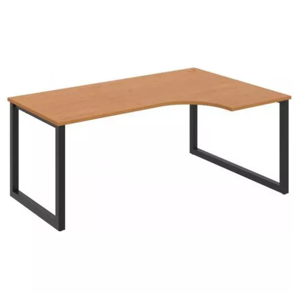 Pracovný stôl UNI O, ergo, ľavý, 180x75,5x120 cm, jelša/čierna
