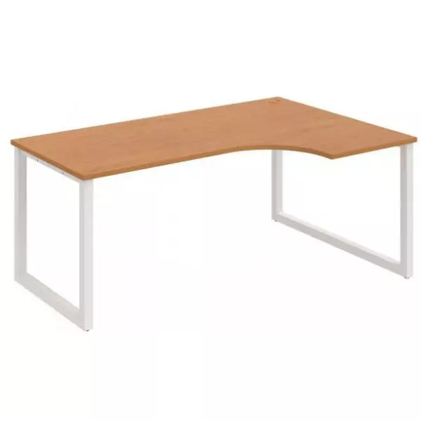 Pracovný stôl UNI O, ergo, ľavý, 180x75,5x120 cm, jelša/biela