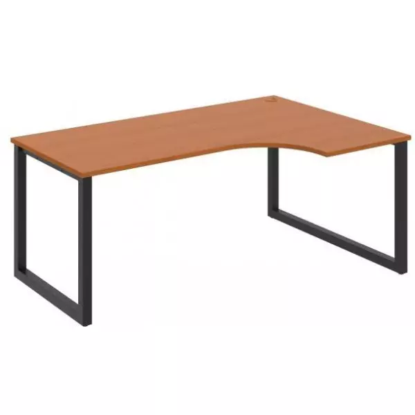 Pracovný stôl UNI O, ergo, ľavý, 180x75,5x120 cm, čerešňa/čierna
