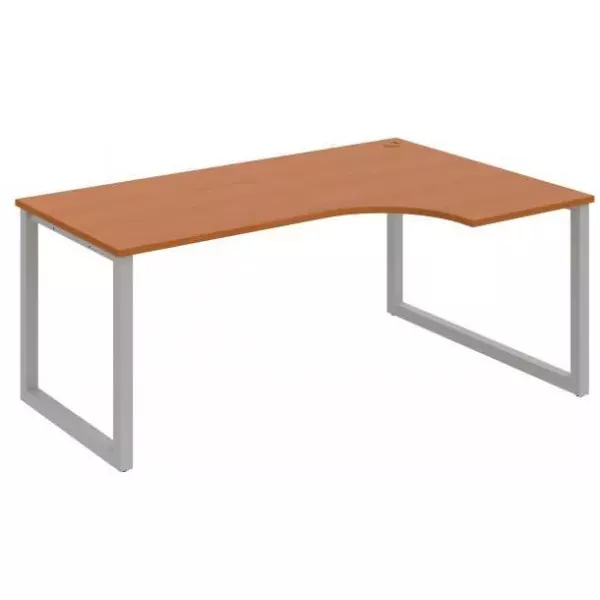 Pracovný stôl UNI O, ergo, ľavý, 180x75,5x120 cm, čerešňa/sivá