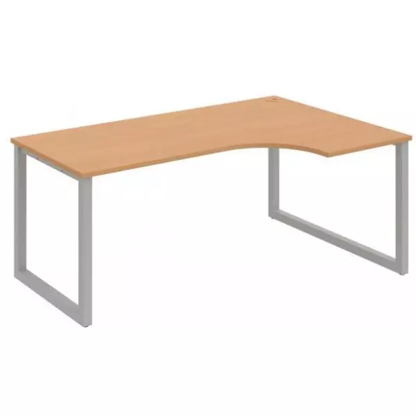 Pracovný stôl UNI O, ergo, ľavý, 180x75,5x120 cm, buk/sivá