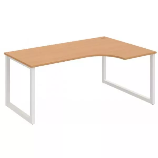 Pracovný stôl UNI O, ergo, ľavý, 180x75,5x120 cm, buk/biela