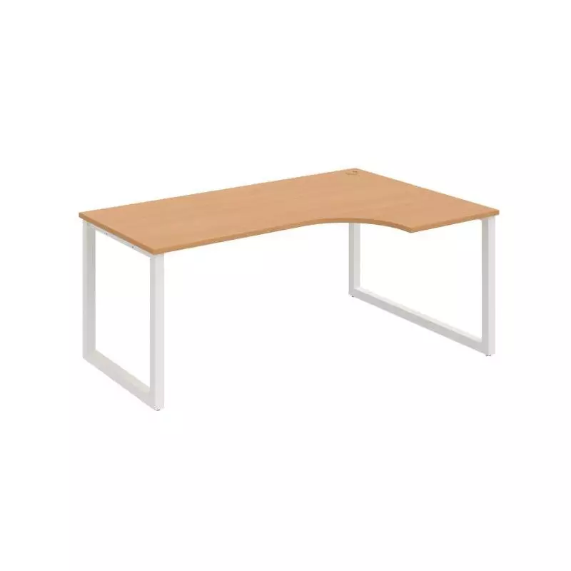 Pracovný stôl UNI O, ergo, ľavý, 180x75,5x120 cm, buk/biela Pracovný stôl UNI O, ergo, ľavý, 180x75,5x120 cm, buk/biela