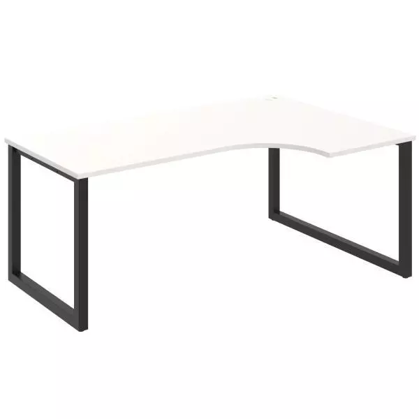 Pracovný stôl UNI O, ergo, ľavý, 180x75,5x120 cm, biela/čierna
