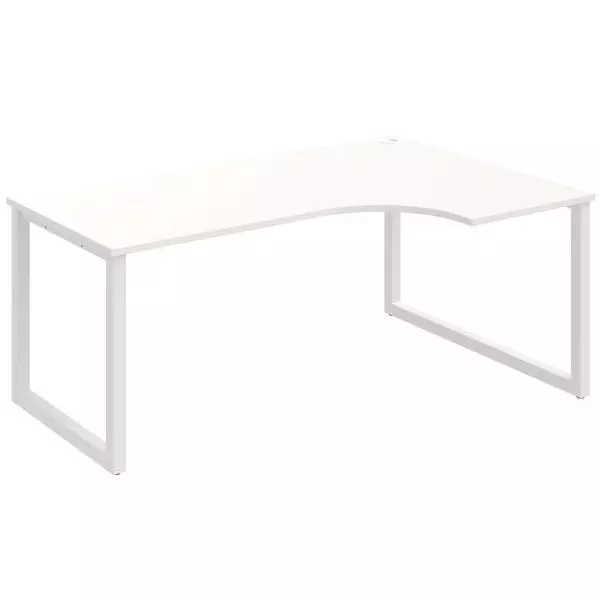 Pracovný stôl UNI O, ergo, ľavý, 180x75,5x120 cm, biela/biela