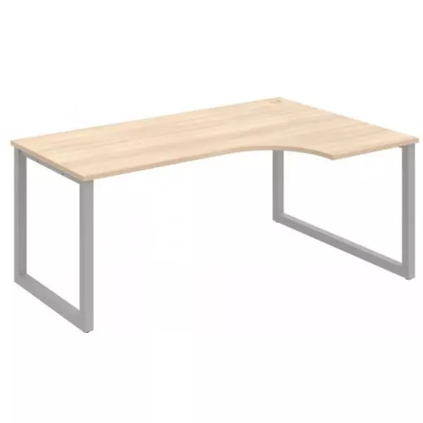 Pracovný stôl UNI O, ergo, ľavý, 180x75,5x120 cm, agát/sivá