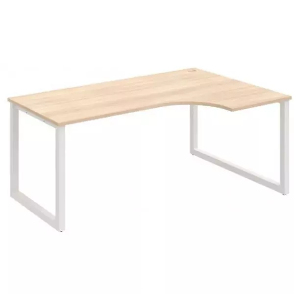 Pracovný stôl UNI O, ergo, ľavý, 180x75,5x120 cm, agát/biela