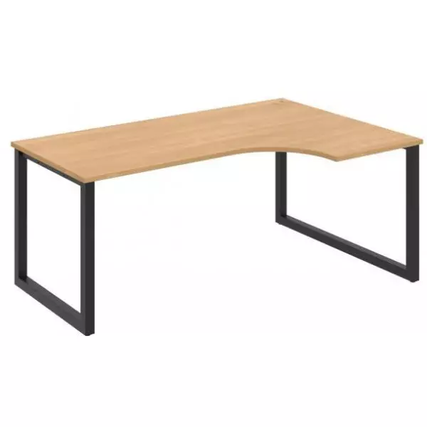 Pracovný stôl UNI O, ergo, ľavý, 180x75,5x120 cm, dub/čierna