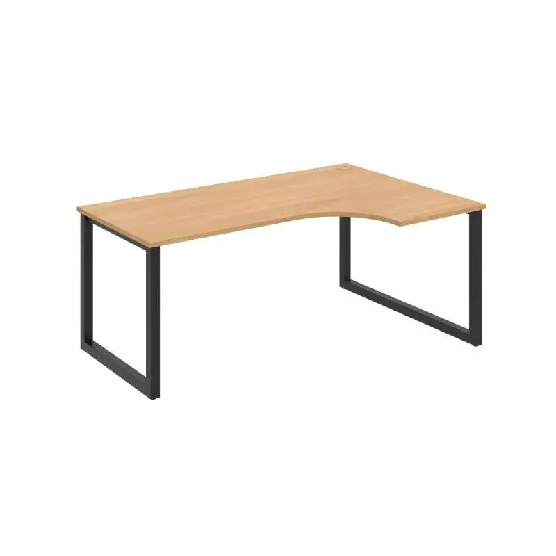 Pracovný stôl UNI O, ergo, ľavý, 180x75,5x120 cm, dub/čierna Pracovný stôl UNI O, ergo, ľavý, 180x75,5x120 cm, dub/čierna