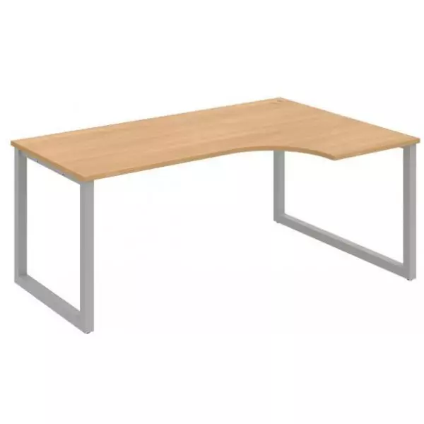 Pracovný stôl UNI O, ergo, ľavý, 180x75,5x120 cm, dub/sivá