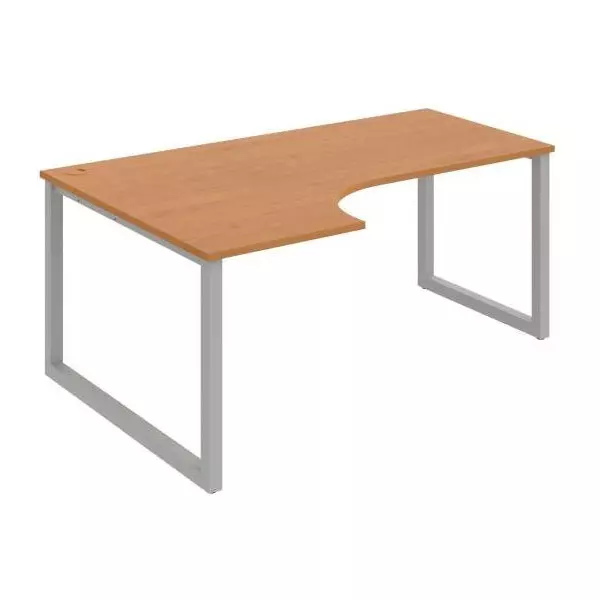 Pracovný stôl UNI O, ergo, pravý, 180x75,5x120 cm, jelša/sivá
