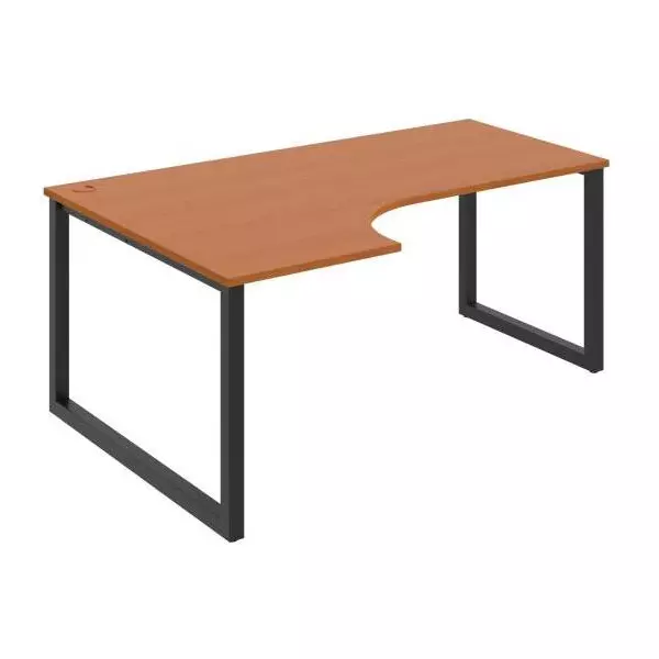 Pracovný stôl UNI O, ergo, pravý, 180x75,5x120 cm, čerešňa/čierna