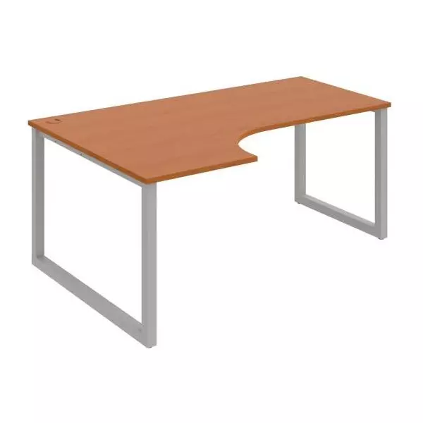 Pracovný stôl UNI O, ergo, pravý, 180x75,5x120 cm, čerešňa/sivá