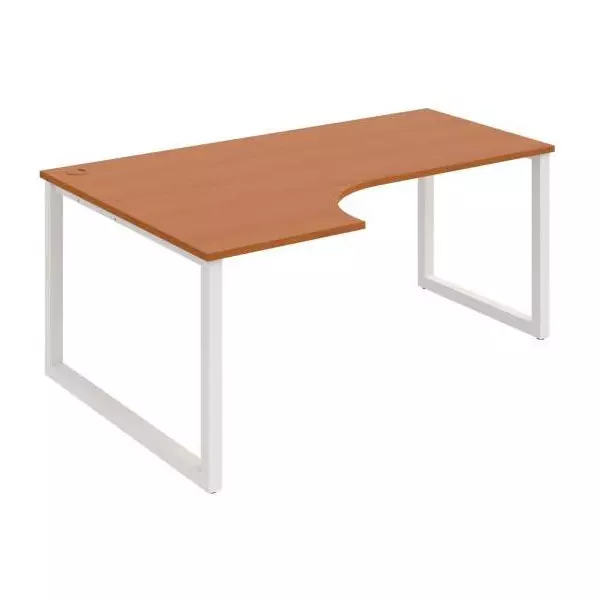Pracovný stôl UNI O, ergo, pravý, 180x75,5x120 cm, čerešňa/biela