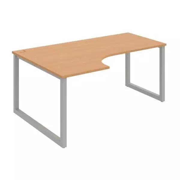 Pracovný stôl UNI O, ergo, pravý, 180x75,5x120 cm, buk/sivá