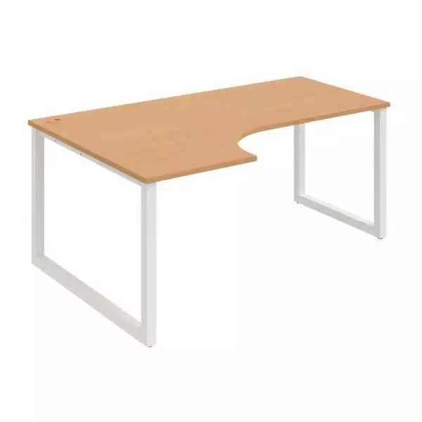 Pracovný stôl UNI O, ergo, pravý, 180x75,5x120 cm, buk/biela