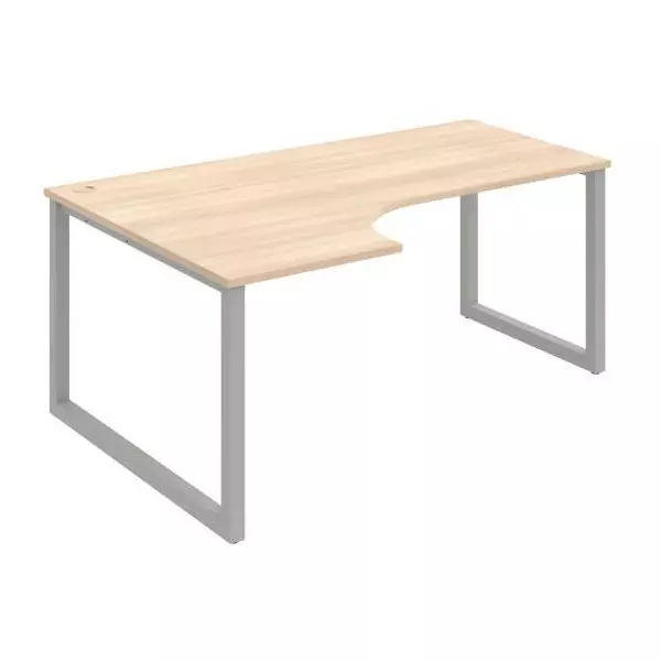 Pracovný stôl UNI O, ergo, pravý, 180x75,5x120 cm, agát/sivá