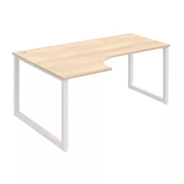 Pracovný stôl UNI O, ergo, pravý, 180x75,5x120 cm, agát/biela
