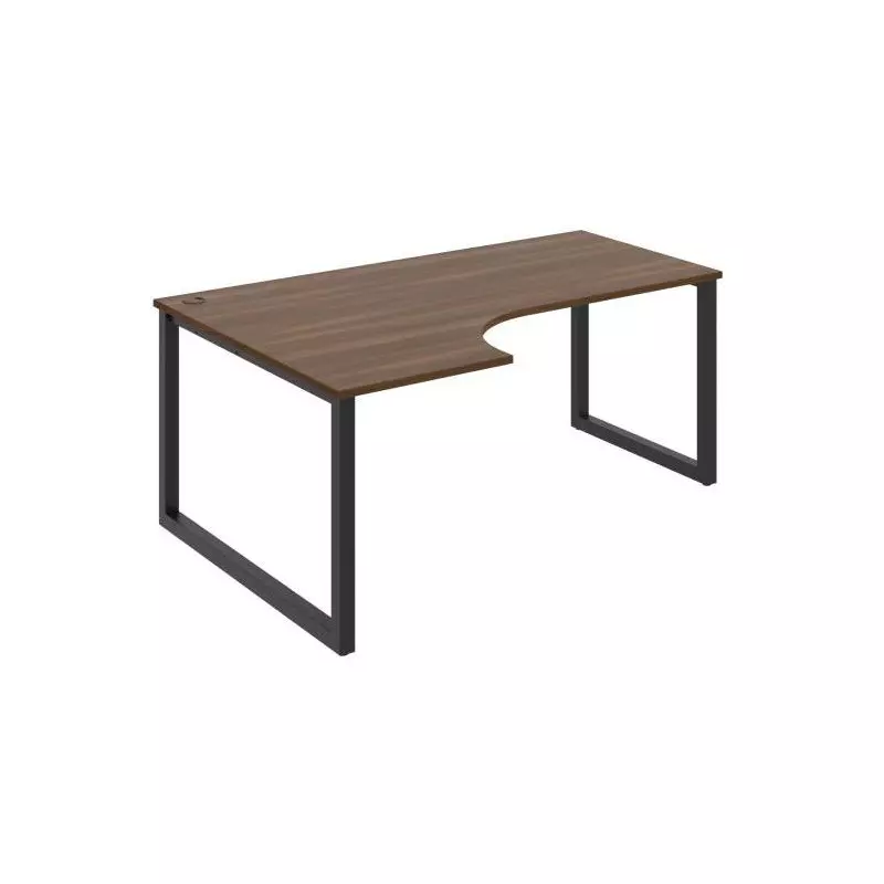 Pracovný stôl UNI O, ergo, pravý, 180x75,5x120 cm, orech/čierna Pracovný stôl UNI O, ergo, pravý, 180x75,5x120 cm, orech/čierna