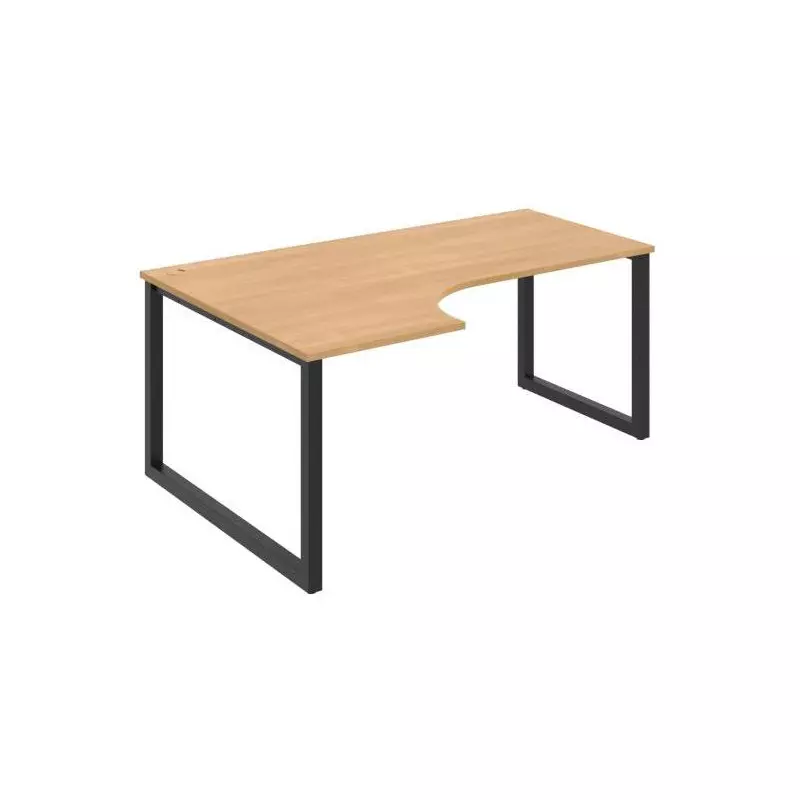 Pracovný stôl UNI O, ergo, pravý, 180x75,5x120 cm, dub/čierna Pracovný stôl UNI O, ergo, pravý, 180x75,5x120 cm, dub/čierna