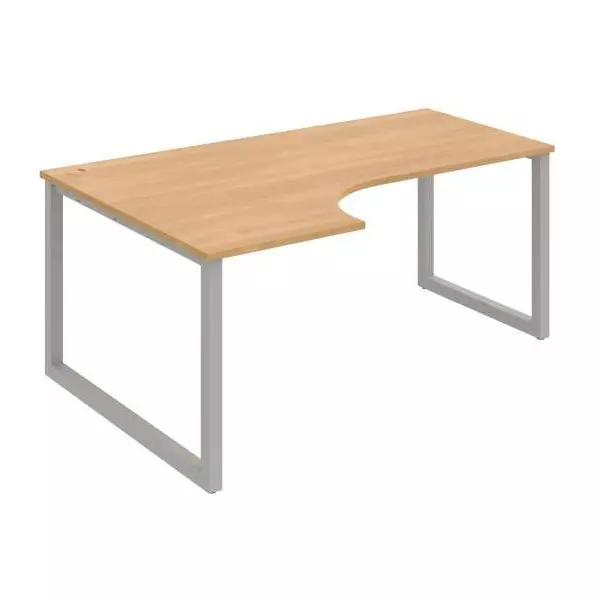 Pracovný stôl UNI O, ergo, pravý, 180x75,5x120 cm, dub/sivá