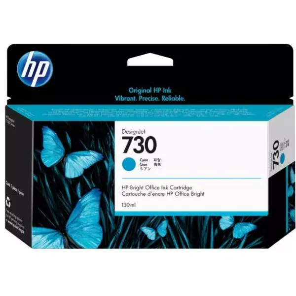 Atramentová náplň HP P2V62A HP 730 pre DesignJet T1600, T1700, T2600 cyan (130 ml)