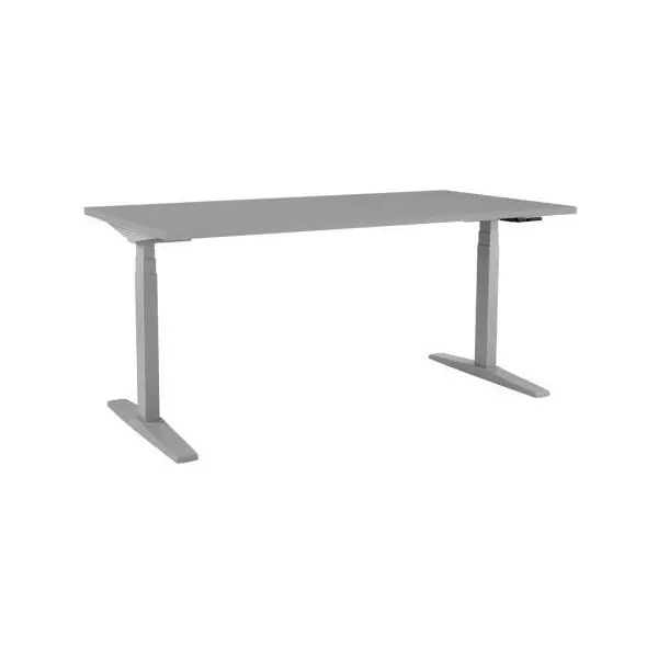 Výškovo nastaviteľný stôl BASIC, 2-motorový, 138x80 cm, podnož sivá + doska sivá