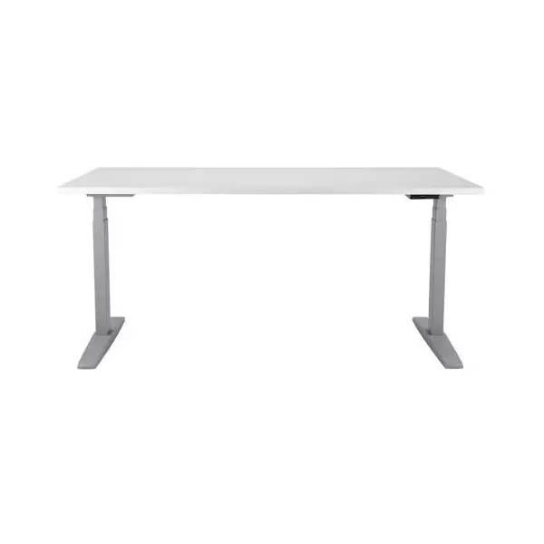 Výškovo nastaviteľný stôl BASIC, 2-motorový, 160x80 cm, podnož sivá + doska biela