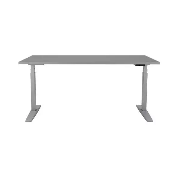 Výškovo nastaviteľný stôl BASIC, 2-motorový, 160x80 cm, podnož sivá + doska sivá