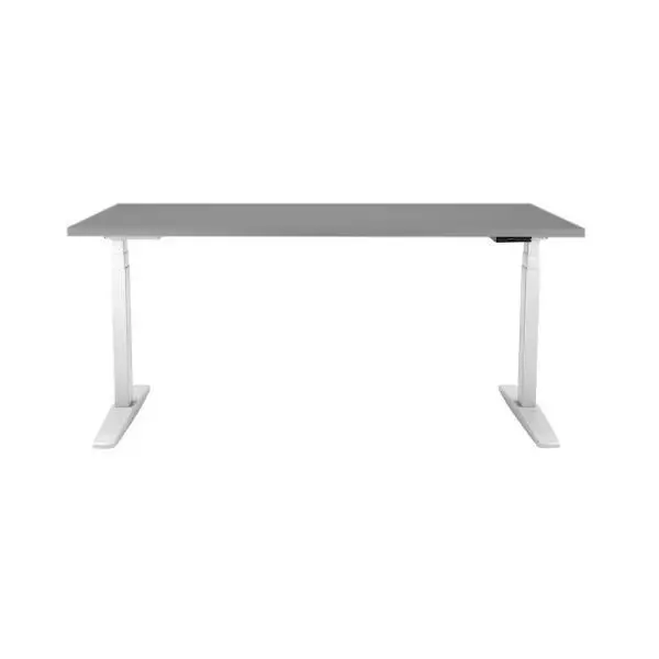 Výškovo nastaviteľný stôl BASIC, 2-motorový, 160x80 cm, podnož biela + doska sivá