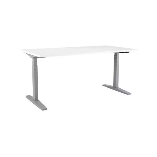 Výškovo nastaviteľný stôl BASIC, 1-motorový, 138x80 cm, podnož sivá + doska biela