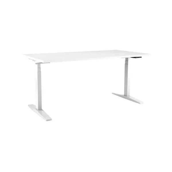 Výškovo nastaviteľný stôl BASIC, 1-motorový, 138x80 cm, podnož biela + doska biela