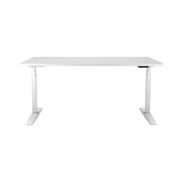 Výškovo nastaviteľný stôl BASIC, 1-motorový, 160x80 cm, podnož biela + doska biela