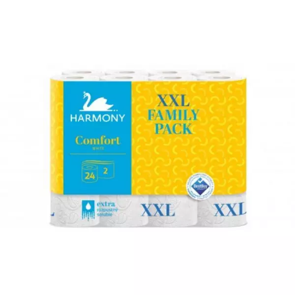 Toaletný papier 2-vrstvový Harmony Comfort biely recykel 24 ks