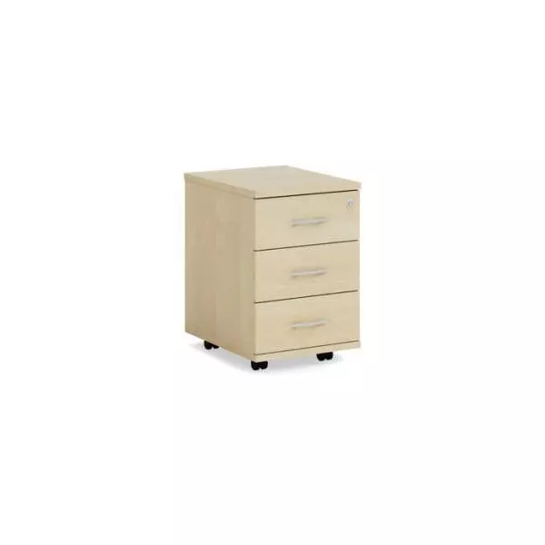 Mobilný kontajner BASIC, 3-zásuvkový so zámkom, 41x61x50cm, breza