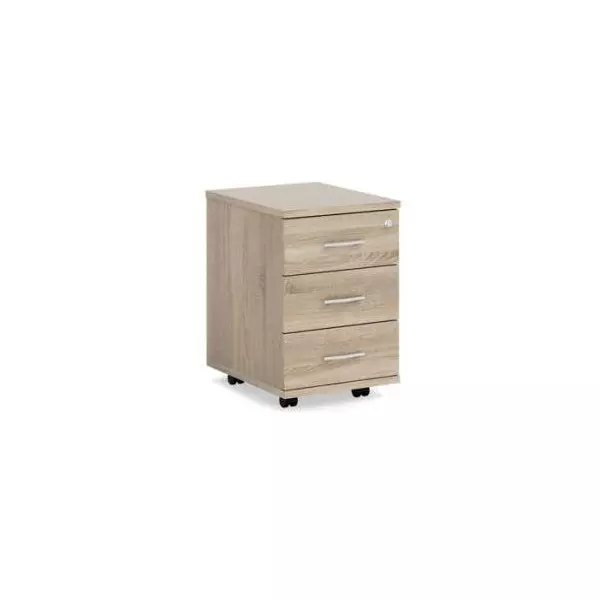 Mobilný kontajner BASIC, 3-zásuvkový so zámkom, 41x61x50cm, dub Sonoma