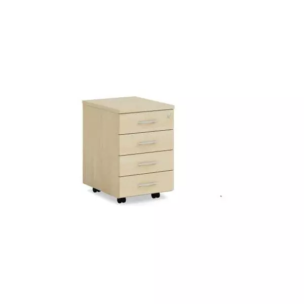 Mobilný kontajner BASIC, 4-zásuvkový so zámkom, 41x67x50cm, breza