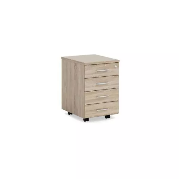 Mobilný kontajner BASIC, 4-zásuvkový so zámkom, 41x67x50cm, dub Sonoma