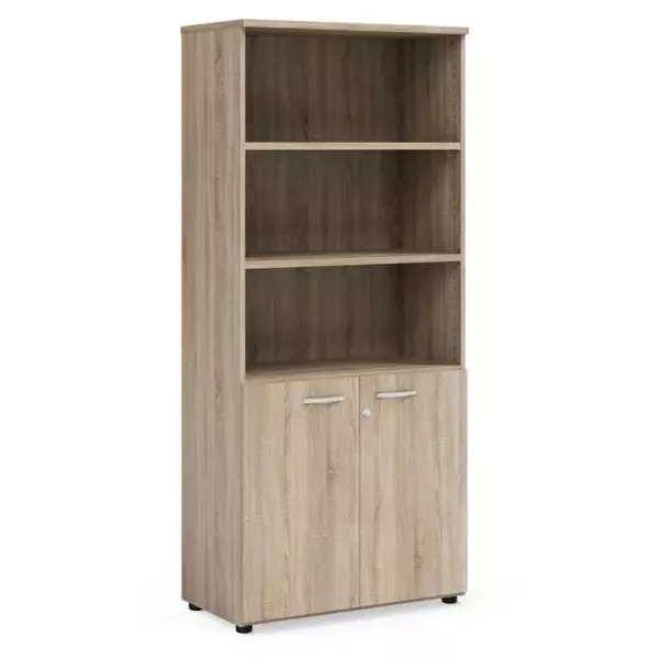 Policová skriňa BASIC, kombinovaná, so zámkom, 80x40x182,1cm, dub Sonoma