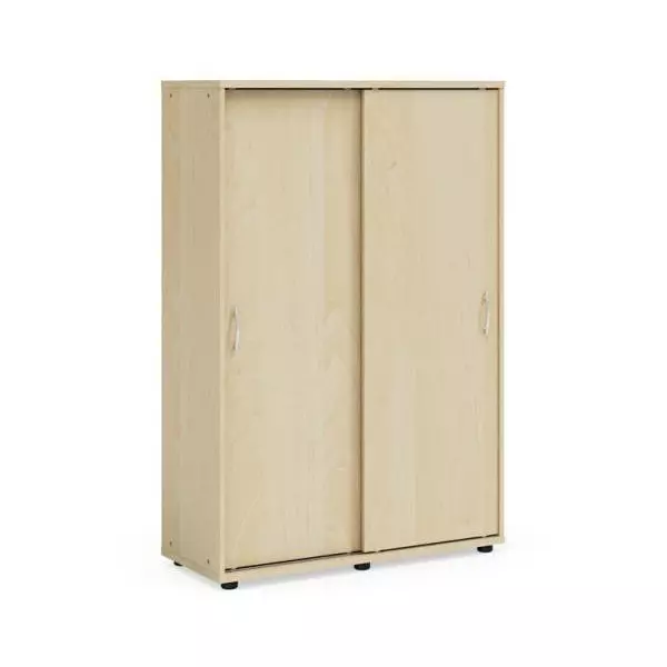 Policová skriňa BASIC, posuvné dvere bez zámku, 100x40x147,9cm, breza