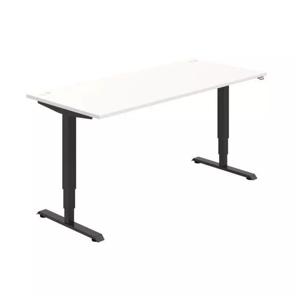 Pracovný stôl RUN, ZO, 3S, 180x64,5-130,5x80 cm, biela/čierna