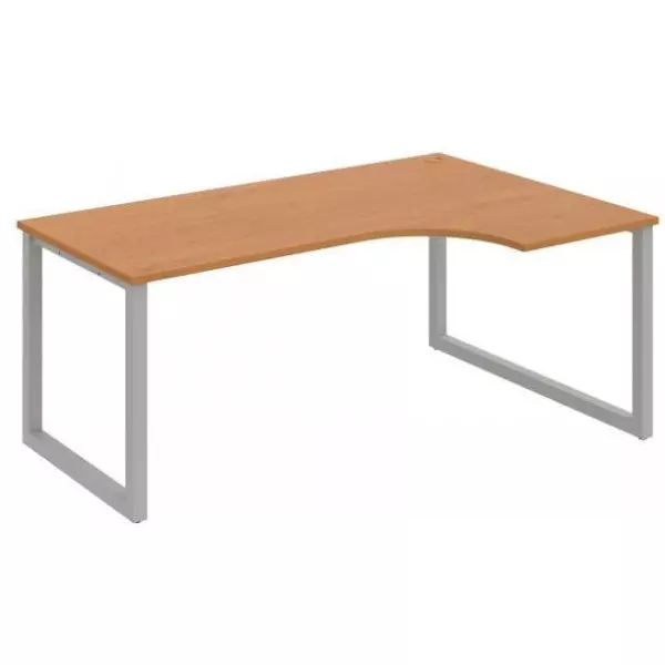 Pracovný stôl UNI O, ergo, ľavý, 180x75,5x120 cm, jelša/sivá