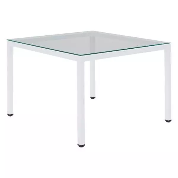 Konferenčný stolík Henry, 75x75x50 cm, sklo číre, nohy biele
