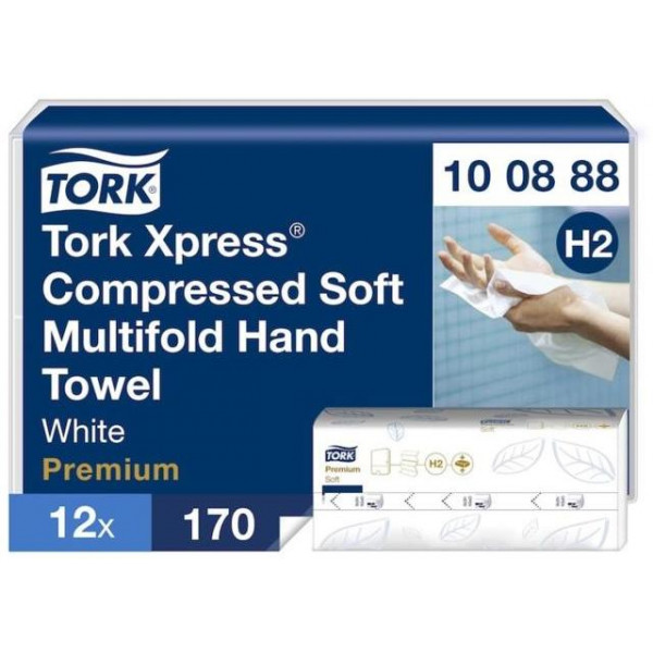 Papierové utierky skladané ZZ 2-vrstv. TORK Xpress Multifold stlačené jemné H2 (12 bal. x 170)