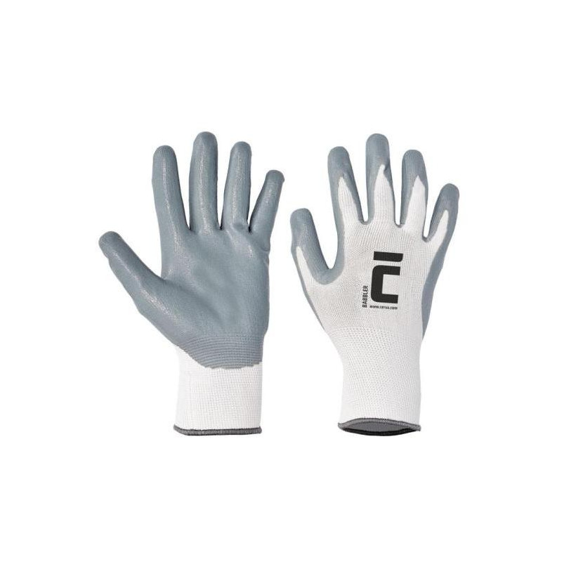 Rukavice nylon/úplet/nitril BABBLER, sivé/biele, veľ. 10/XL Rukavice nylon/úplet/nitril BABBLER, sivé/biele, veľ. 10/XL