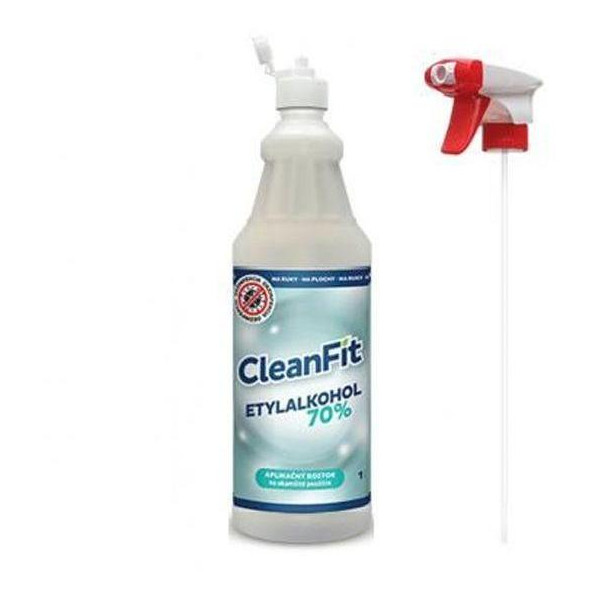 CleanFit dezinfekčný roztok Etylakohol 70% 1l + rozprašovač ZDARMA