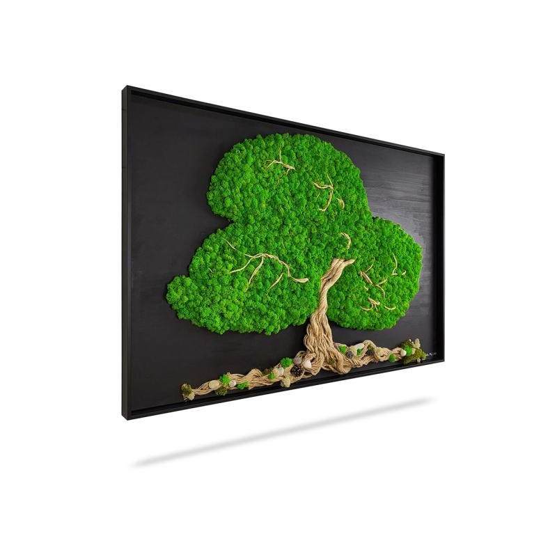 Machový obraz STROM ARLES, 120x60cm, drevený čierny rám Machový obraz STROM ARLES, 120x60cm, drevený čierny rám