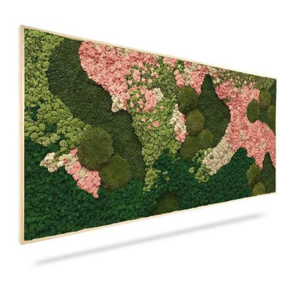 Machový obraz ORTHO PINK, 100x40cm, drevený biely rám