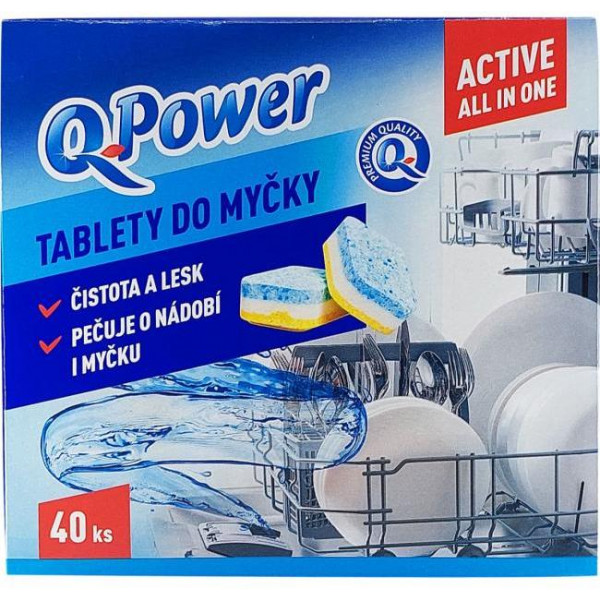Q-Power tablety do umývačky riadu Active All in One 40 kusov